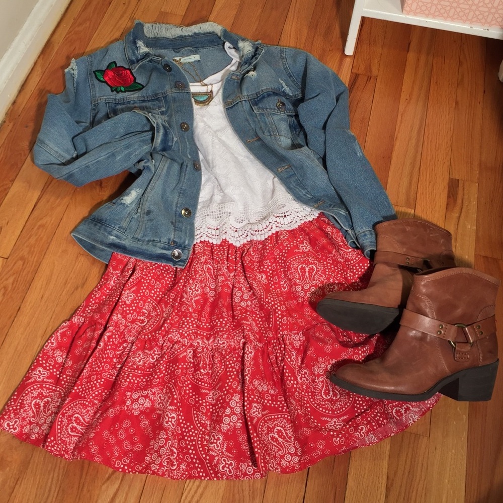 Adorable American Living Red Bandana Print Skirt❤️